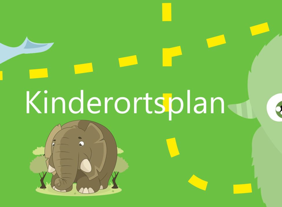 Bunte Tiere und lustige Monster weisen dir den Weg zum spaßigen Kinderortsplan.