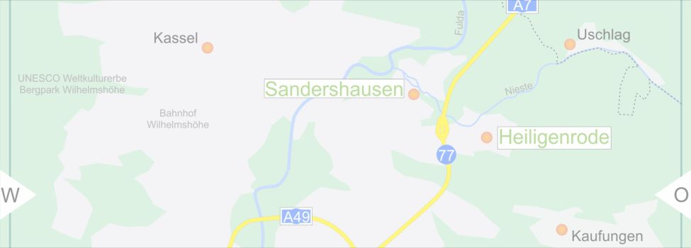 Niestetal liegt an der A7, Anschlusstelle 77, in der unmittelbaren Nähe zur Stadt Kassel.