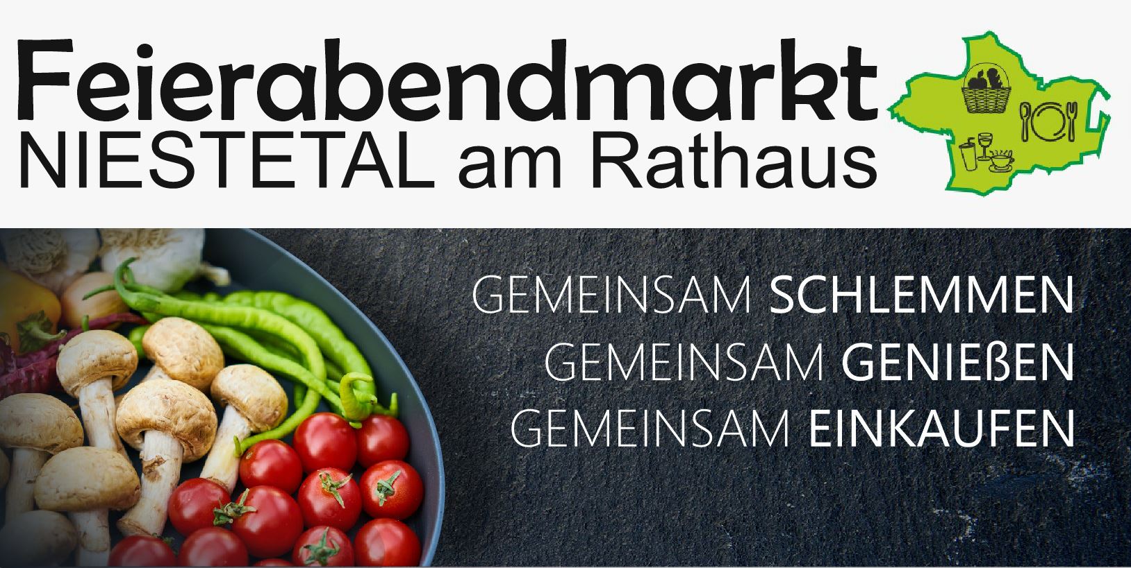 Weiterleitung zur Website: Feierabendmarkt Niestetal und zur Anmeldung.