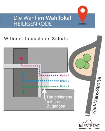 Die Wahlräume befinden sich in der Aula und dem daneben liegenden Mehrzweckraum.