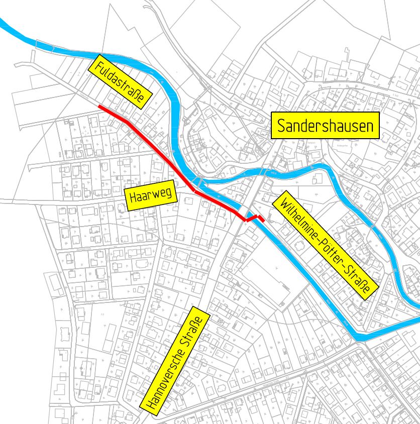 Verbildlichung der betroffenen Straßenzüge.