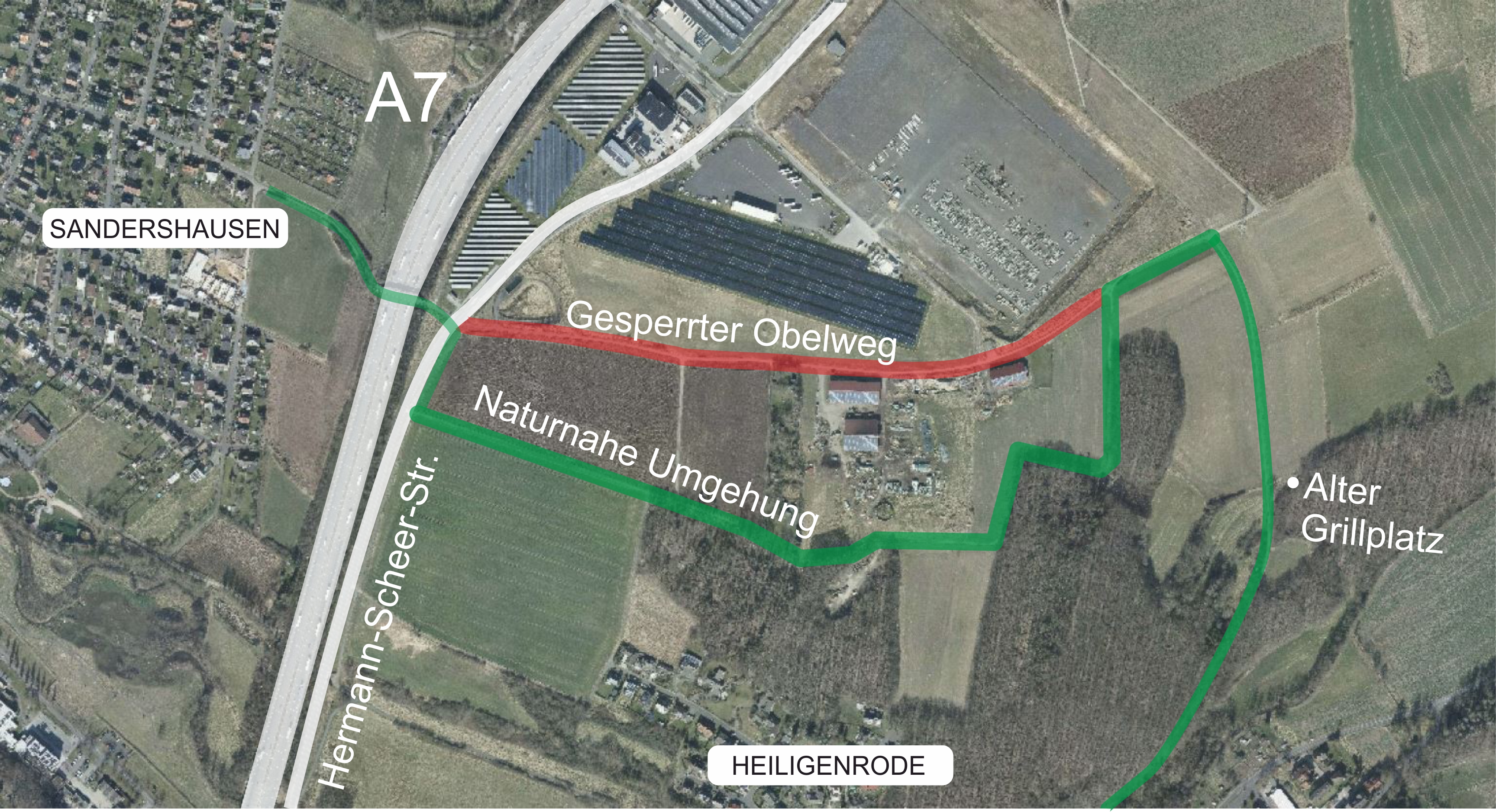 Der Obelweg wird zwischen Hermann-Scheer-Straße und Hof Heinz bis Ende des Jahres 2025 gesperrt bleiben.