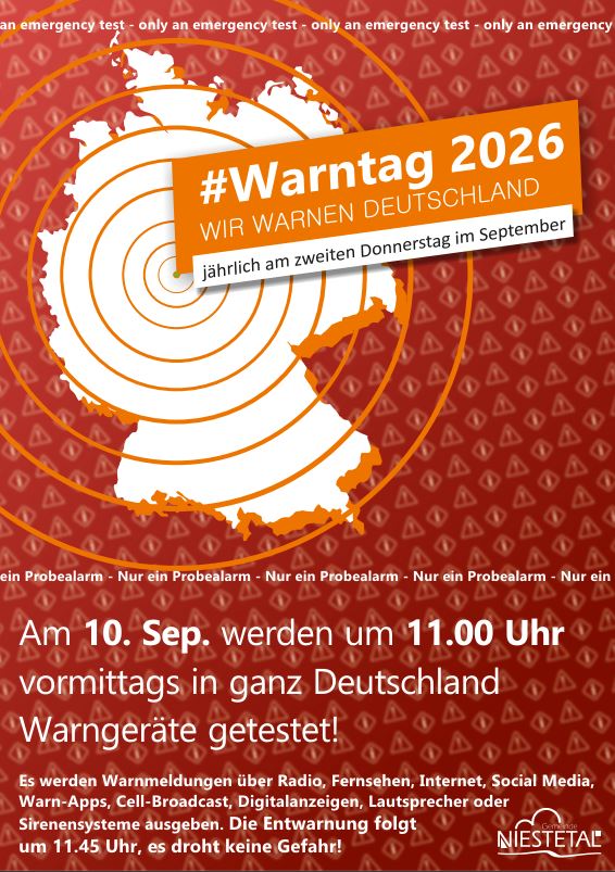 Poster zum Thema Warntag 2026, mehr Infos mit Klick auf das Bild.