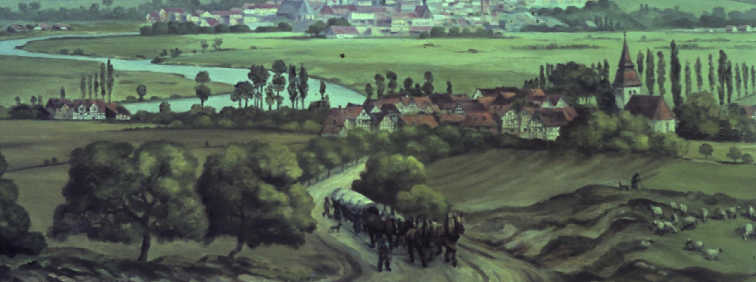 Ein Panoramabild vom Sandershäuser Berg, mit Blick auf Kassel von 1838