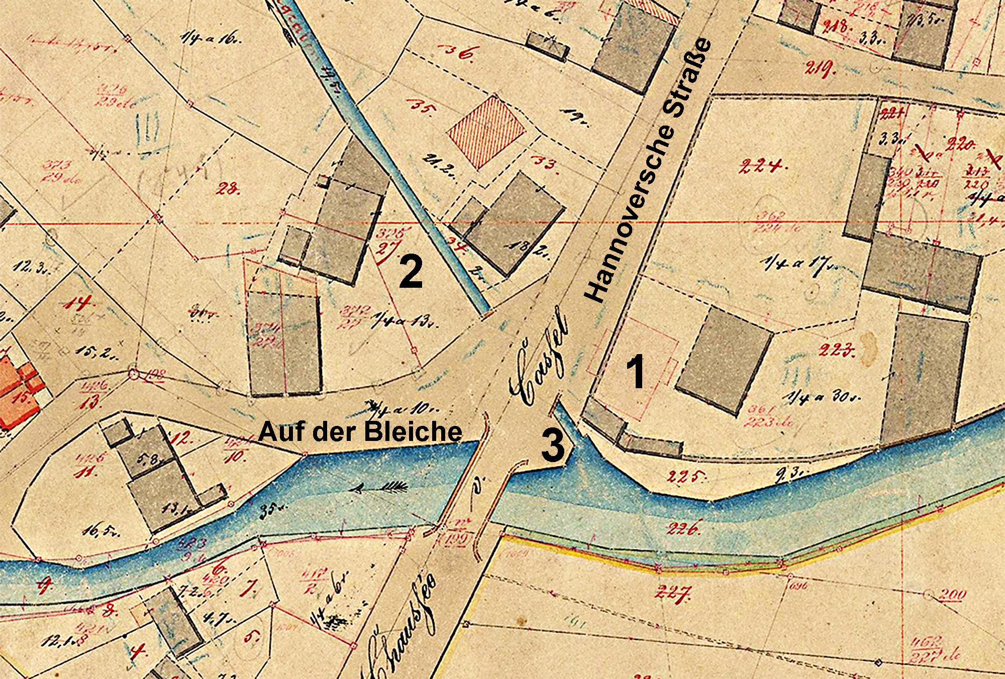 Plan Historische Häuser und Mühlgraben
