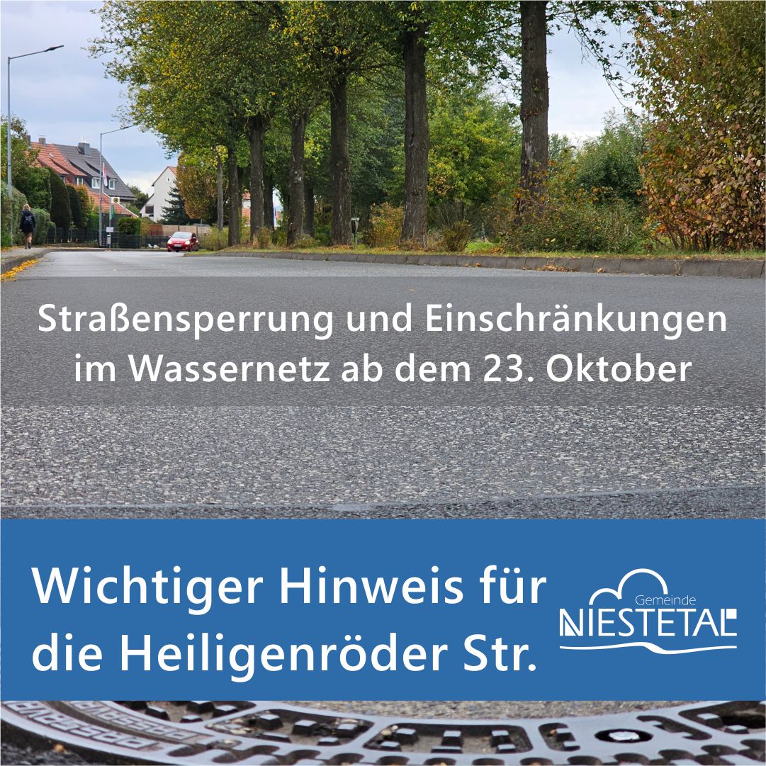 Die Heiligenröder Str. wird bis Anfang November gesperrt bleiben. Umleitungen erfolgen zum Beispiel über die Osterholzstraße.