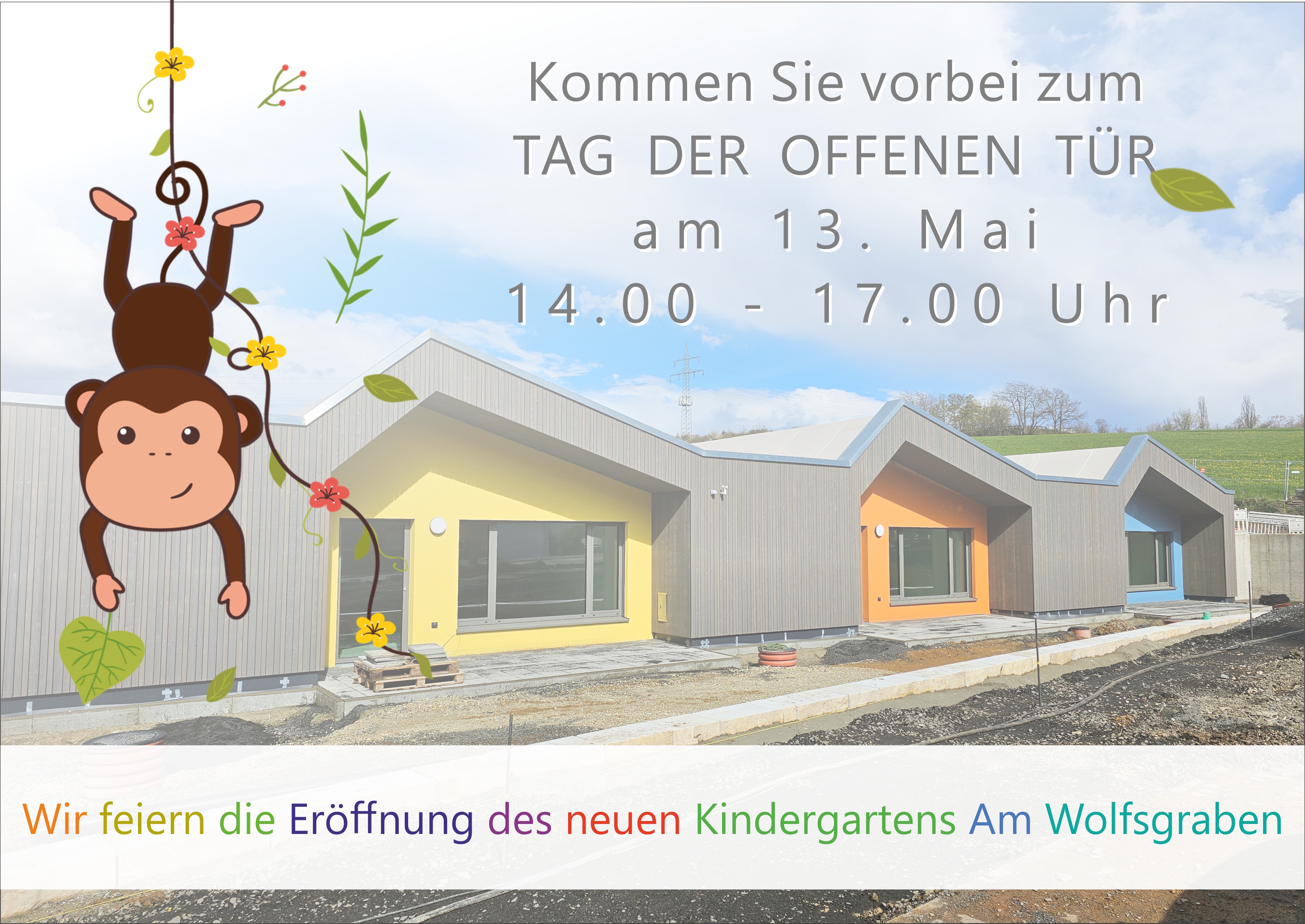 Feiern Sie mit uns die Eröffnung des Kindergartens Am Wolfsgraben in Sandershausen am Tag der offenen Tür, 13. Mai, 14-17 Uhr.